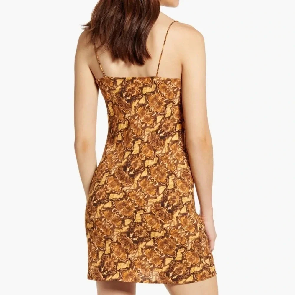 Python Print Cowl Neck Mini Dress - image 2